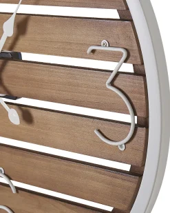 New Beliani Orologio da parete ARRIAGA 50 cm Legno di abete Marrone scuro Bianco Marrone