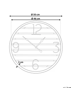 New Beliani Orologio da parete ARRIAGA 50 cm Legno di abete Marrone scuro Bianco Marrone