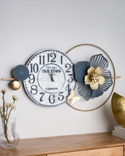 Best Beliani Orologio da parete BERKERIUM 90 cm Metallo Blu Blu Grigio Oro