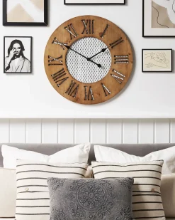 Best Beliani Orologio da parete CUILCO 60 cm Legno di abete Marrone Bianco Marrone Nero