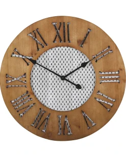 Best Beliani Orologio da parete CUILCO 60 cm Legno di abete Marrone Bianco Marrone Nero