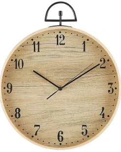 Beliani Orologio da parete OPFIKON 40 cm Marrone chiaro Beige Marrone Nero