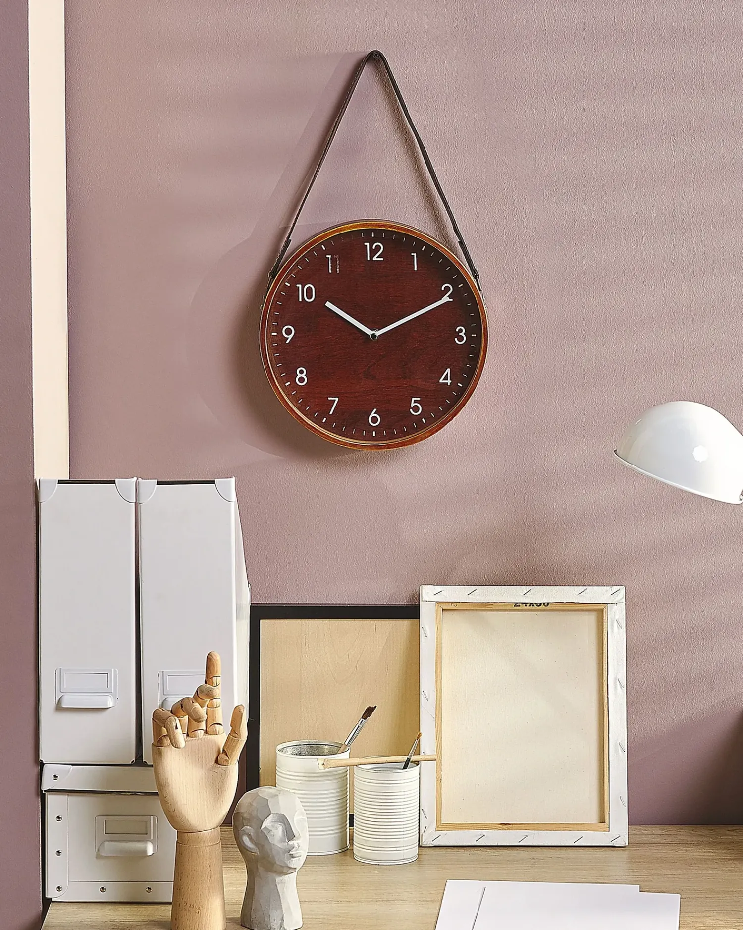 Beliani Orologio da parete RENENS 26 cm Marrone Bianco Marrone