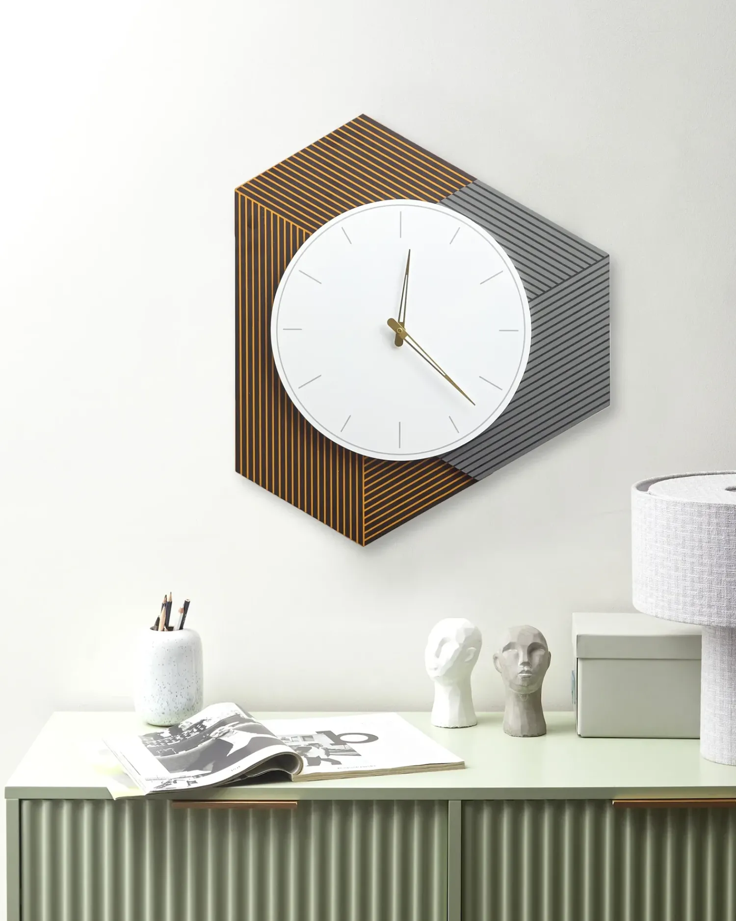 Outlet Beliani Orologio da parete SAILON 52 cm Bianco Bianco Arancione Grigio