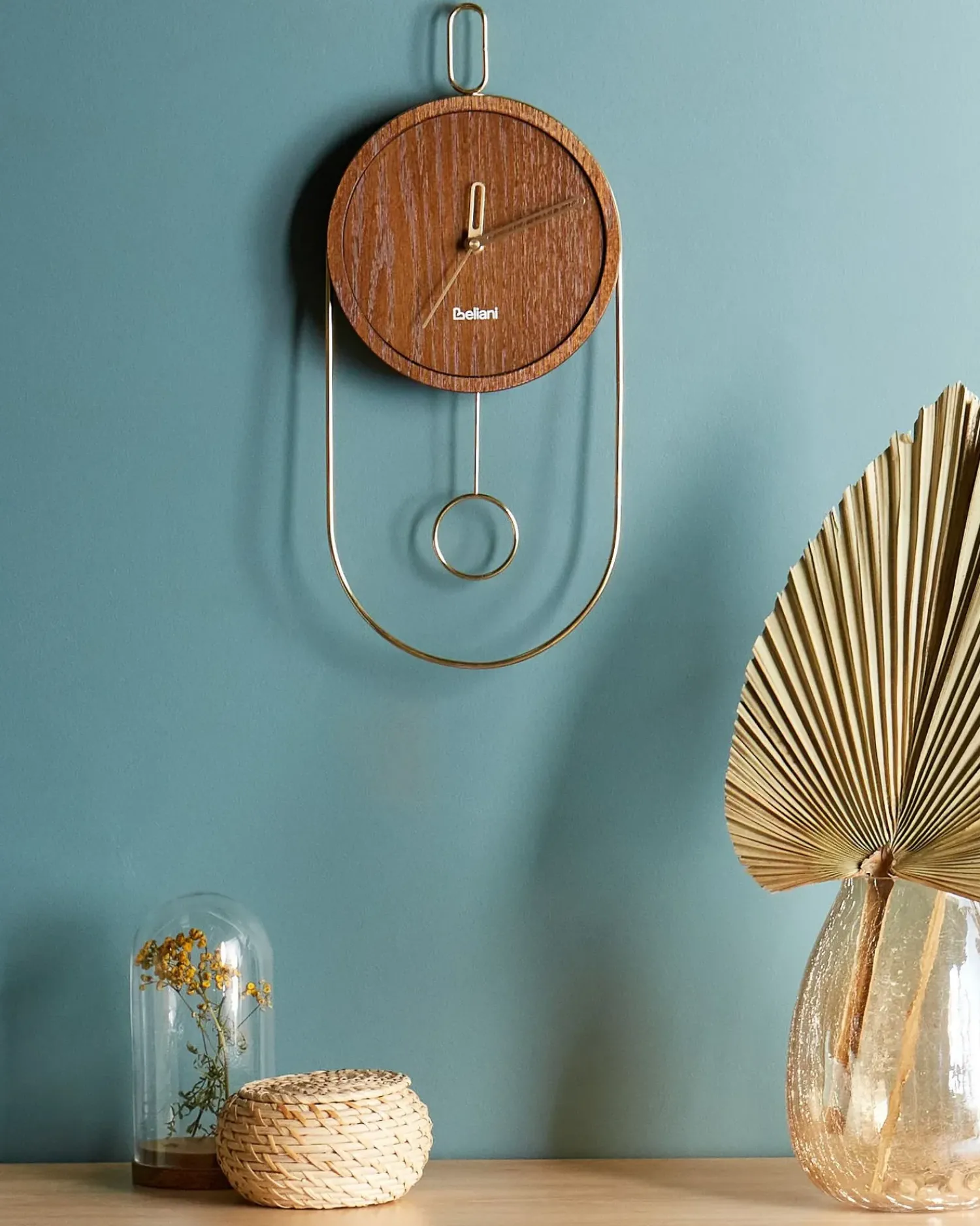 Beliani Orologio da parete SIERRE 20 cm Marrone scuro Marrone Oro