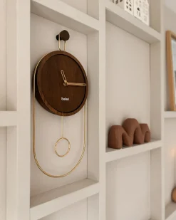 Beliani Orologio da parete SIERRE 20 cm Marrone scuro Marrone Oro