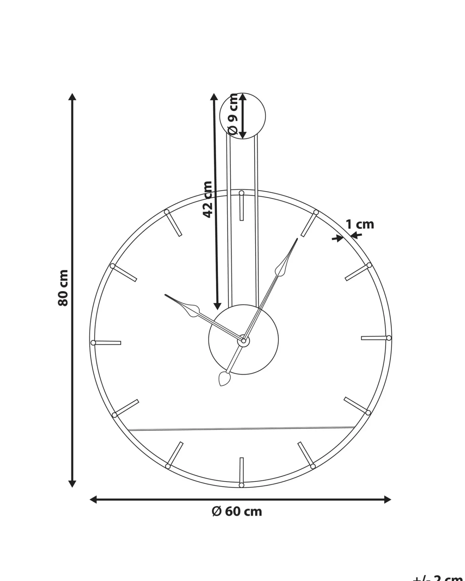 Outlet Beliani Orologio da parete TAUGON 60 cm Metallo Nero Marrone Nero