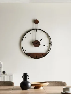 Outlet Beliani Orologio da parete TAUGON 60 cm Metallo Nero Marrone Nero
