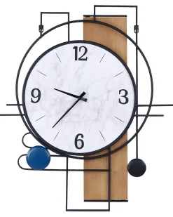 Best Beliani Orologio da parete TAVEL 60 cm Multicolore Bianco Marrone Nero Multicolore