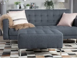 Beliani Ottomana ABERDEEN Tessuto Grigio scuro Argento Grigio
