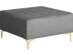 Outlet Beliani Ottomana ABERDEEN Velluto Grigio Oro Grigio