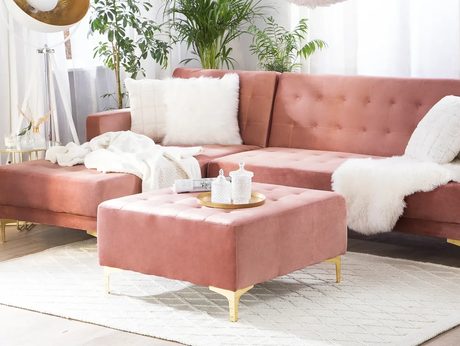 Clearance Beliani ABERDEEN Velluto Rosa Rosa Oro