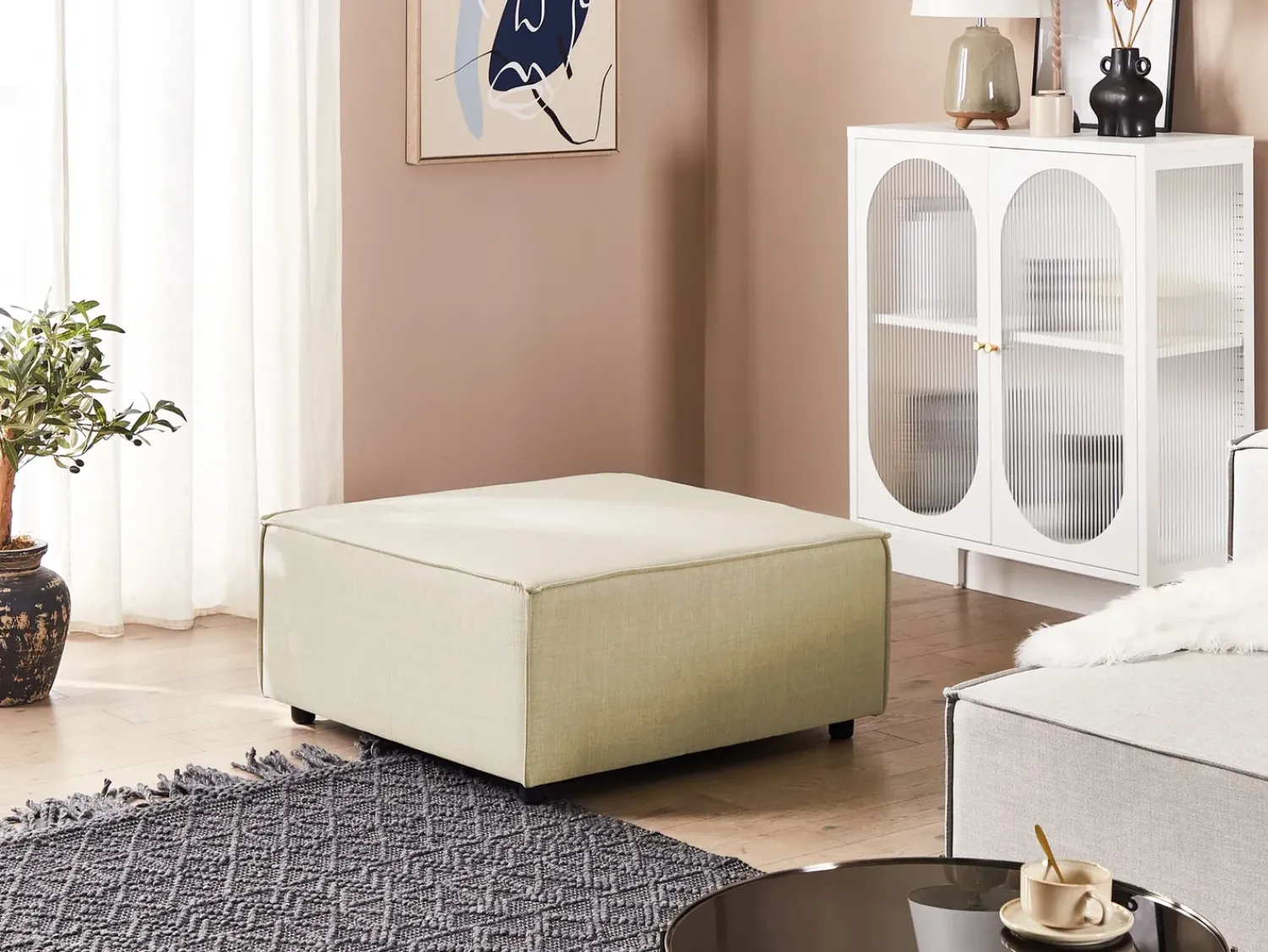 Sale Beliani APRICA Lino sintetico Beige Beige Nero