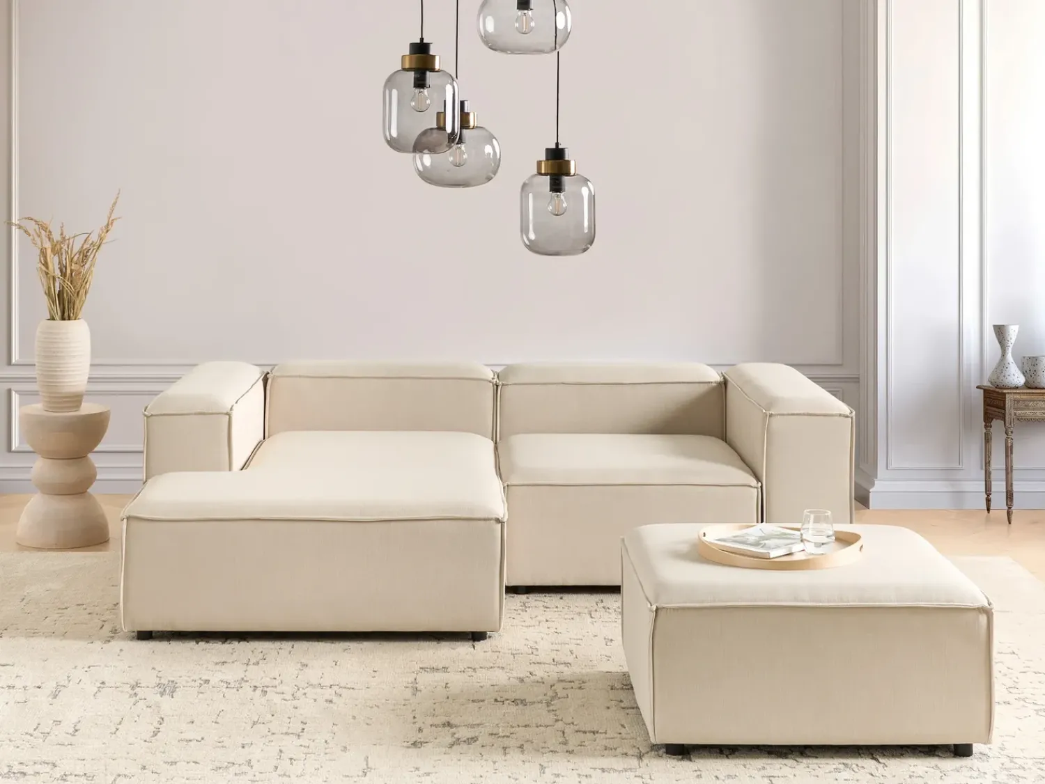 Outlet Beliani ARDAL Tessuto Beige Beige Nero