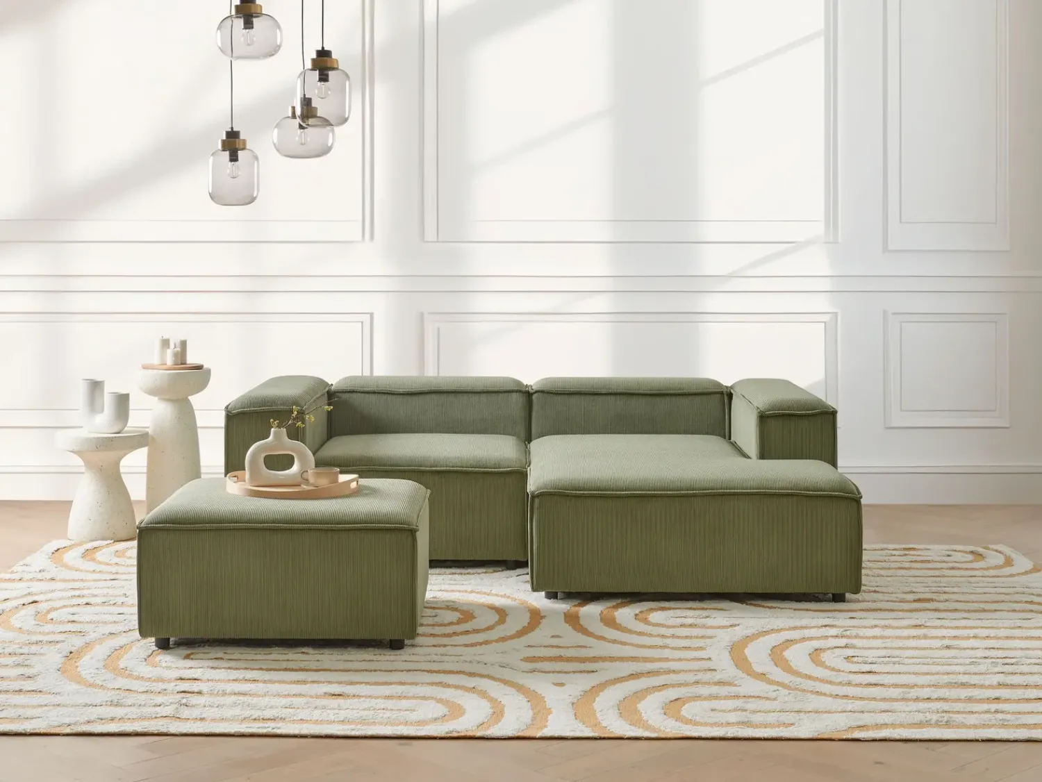 Outlet Beliani ARDAL Velluto a coste Verde Nero Verde