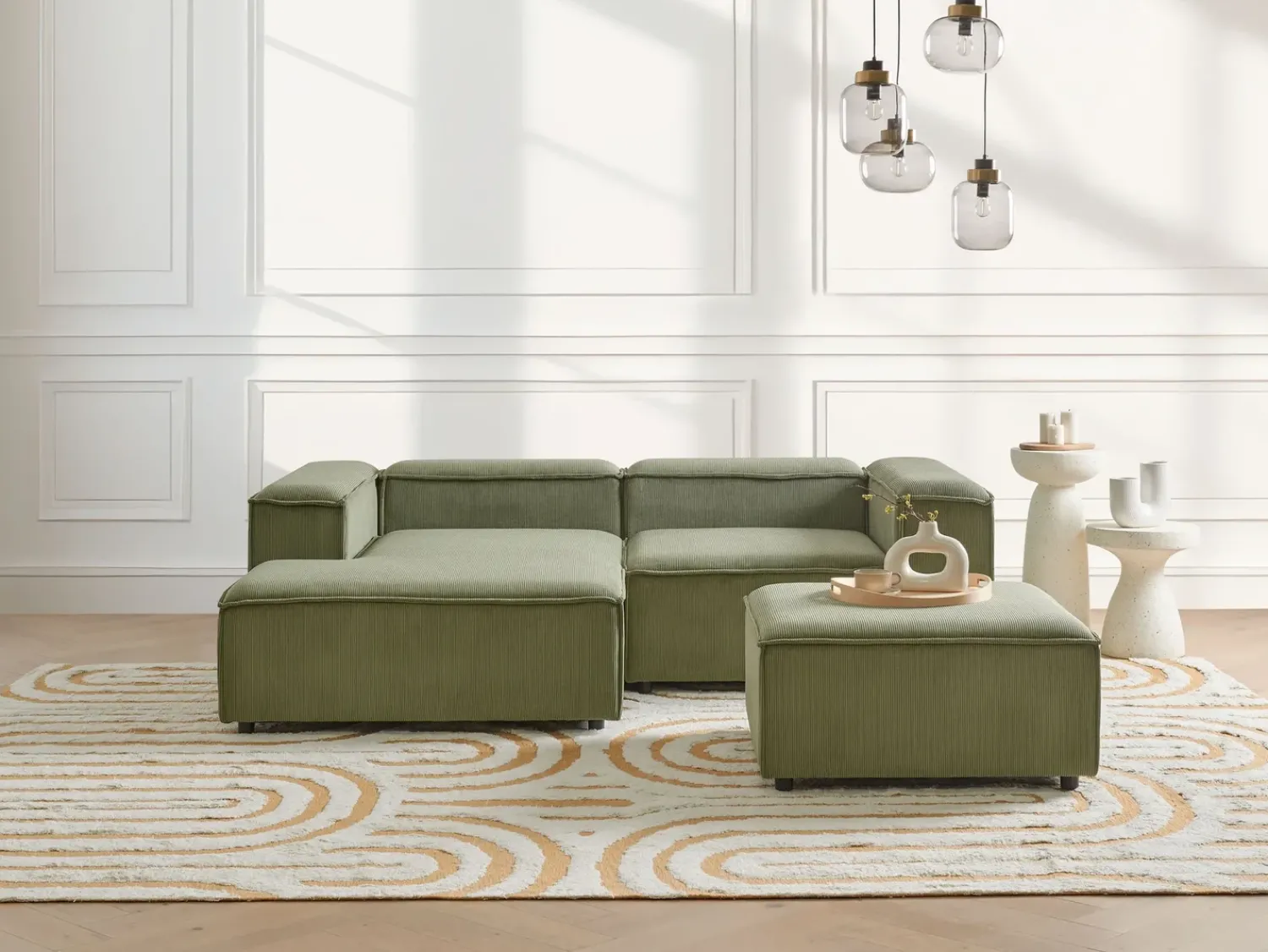 Outlet Beliani ARDAL Velluto a coste Verde Nero Verde
