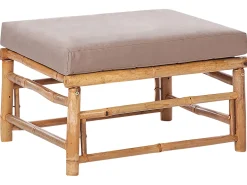 New Beliani Ottomana da giardino CERRETO Bambù Tortora Beige Marrone Grigio