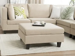 Sale Beliani Ottomana FEVIK Tessuto Beige Beige Nero