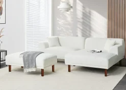 New Beliani HOLT Bouclé Bianco Bianco Marrone