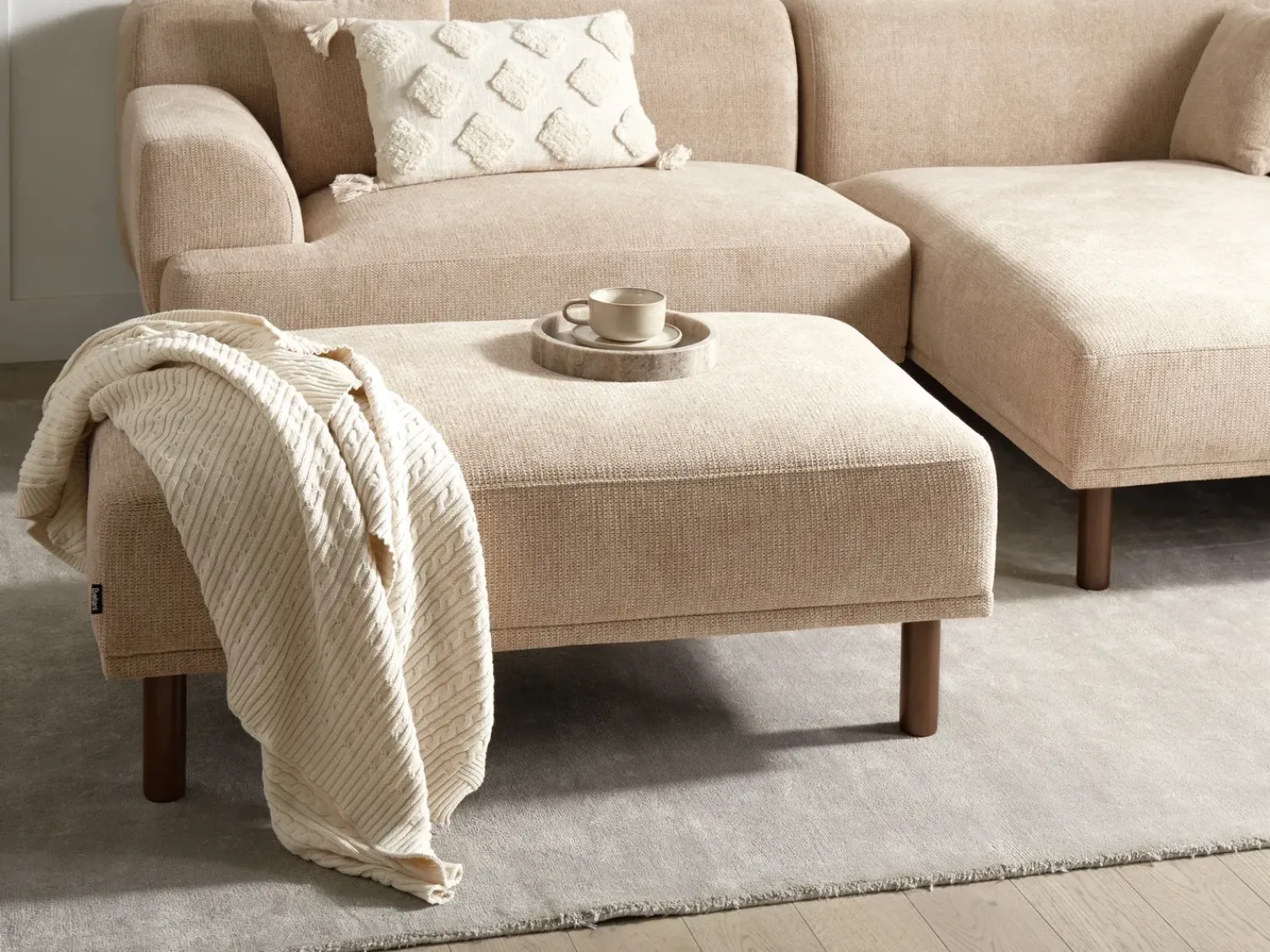 Discount Beliani HOLT Tessuto Beige Beige Marrone