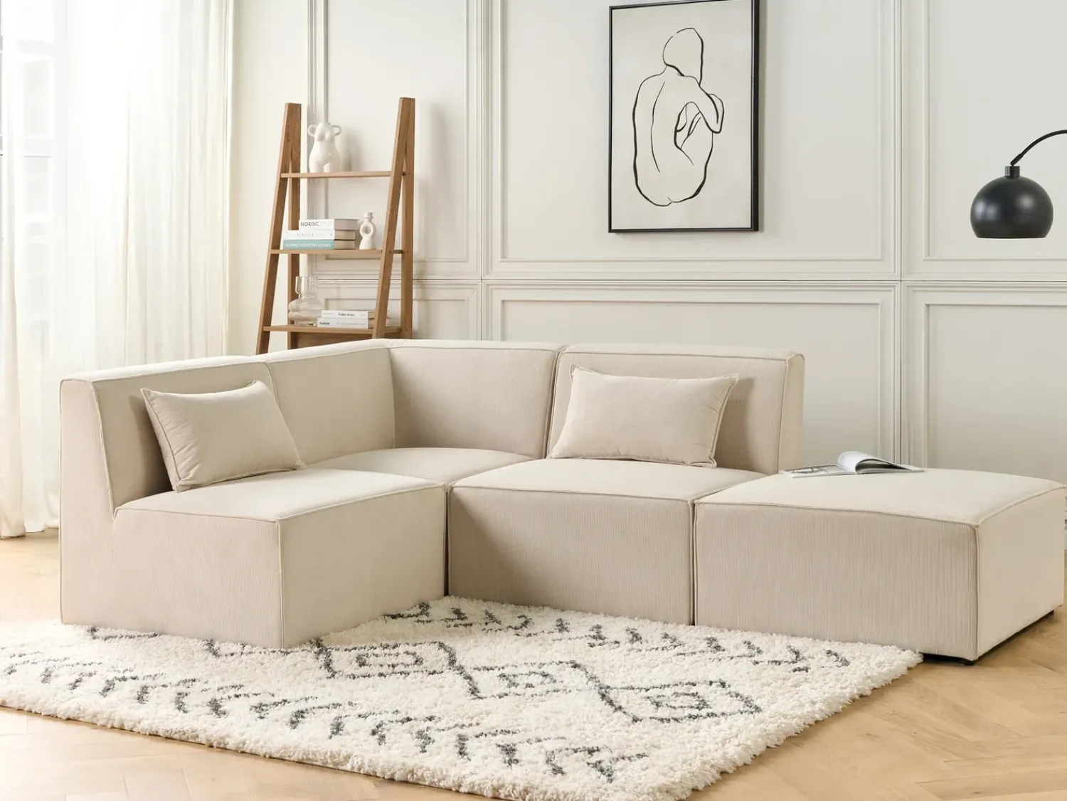 Online Beliani LEMVIG Velluto a coste chiaro Beige