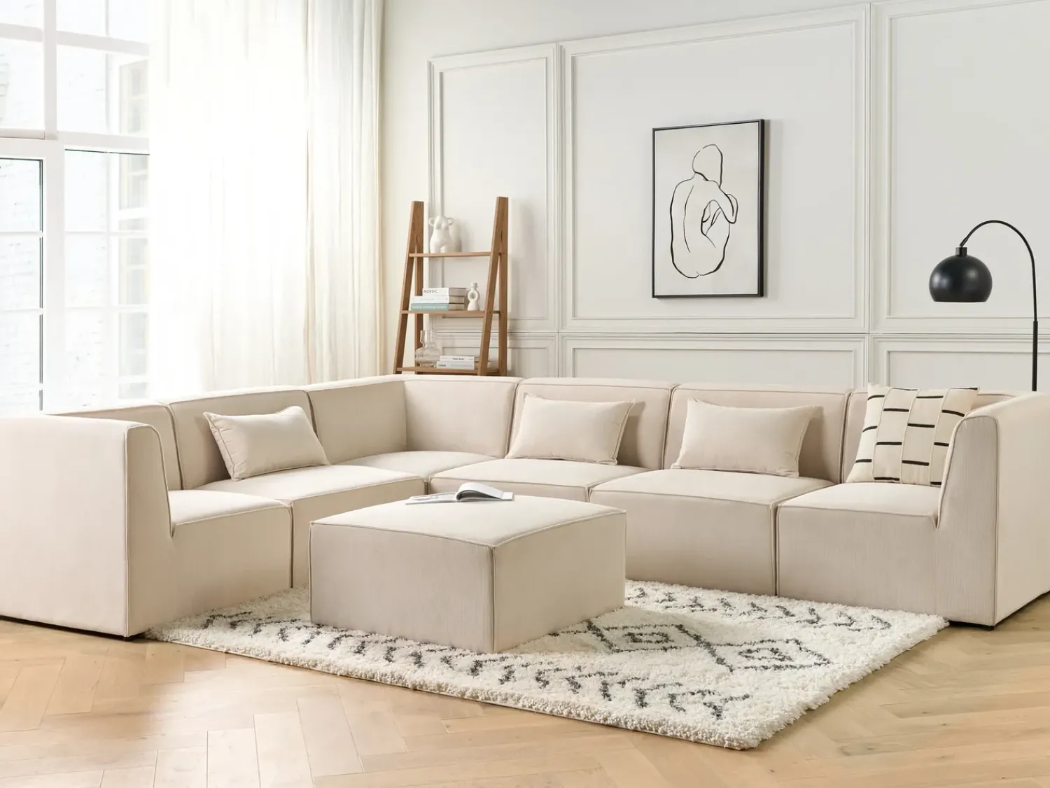 Online Beliani LEMVIG Velluto a coste chiaro Beige