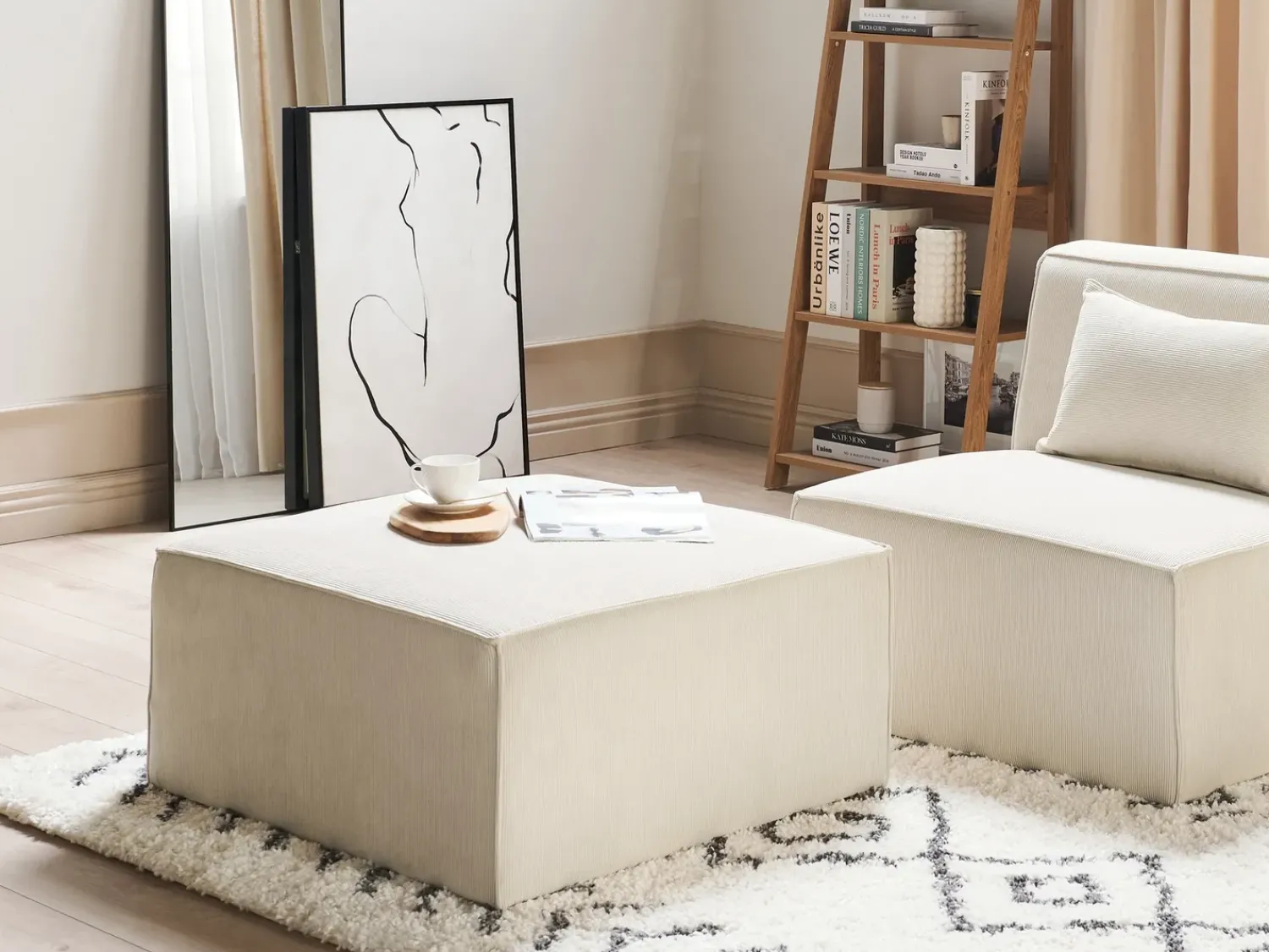 Online Beliani LEMVIG Velluto a coste chiaro Beige