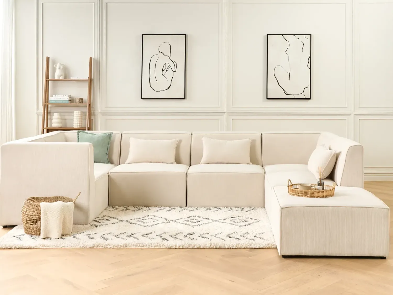 Online Beliani LEMVIG Velluto a coste chiaro Beige