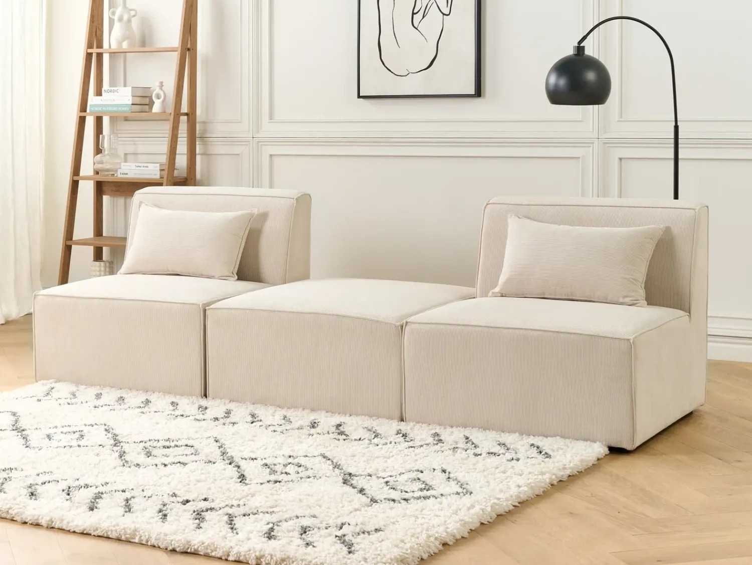 Online Beliani LEMVIG Velluto a coste chiaro Beige