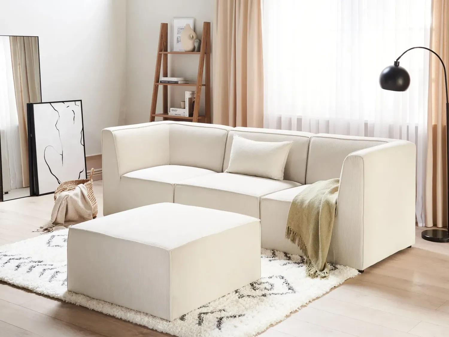 Online Beliani LEMVIG Velluto a coste chiaro Beige