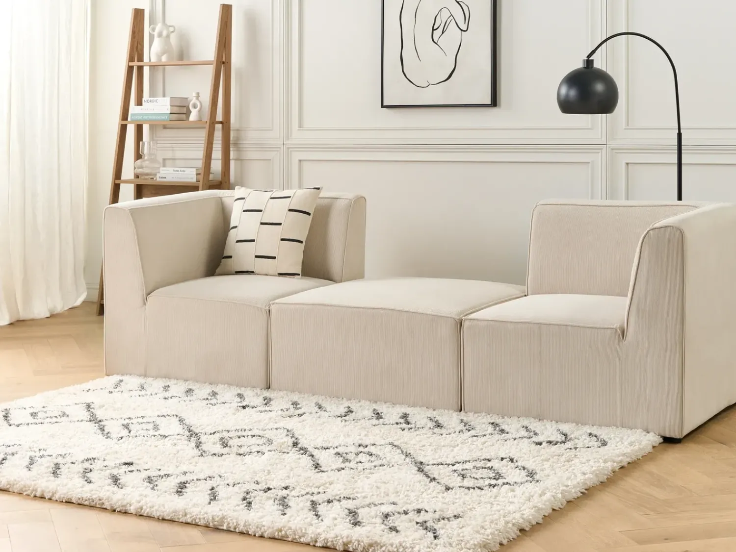 Online Beliani LEMVIG Velluto a coste chiaro Beige