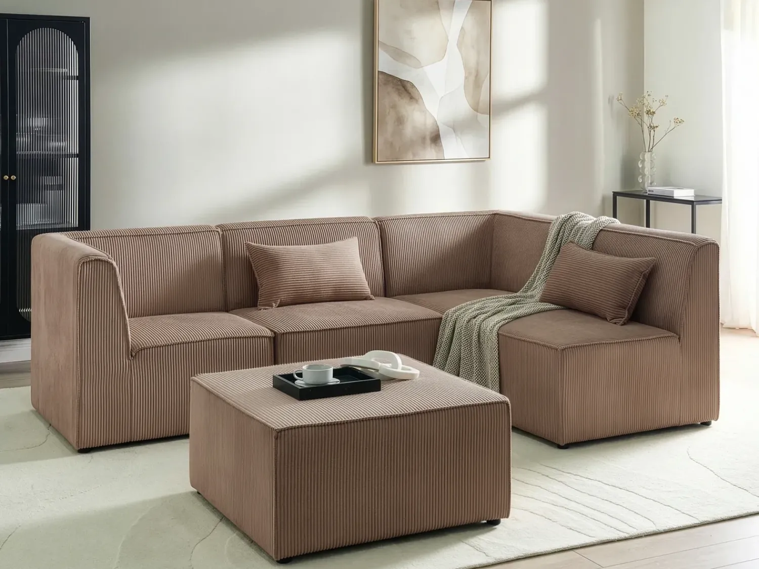 Outlet Beliani LEMVIG Velluto a coste sabbia Beige
