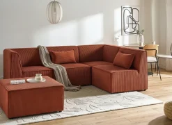 Discount Beliani LEMVIG Velluto a coste dorato Marrone