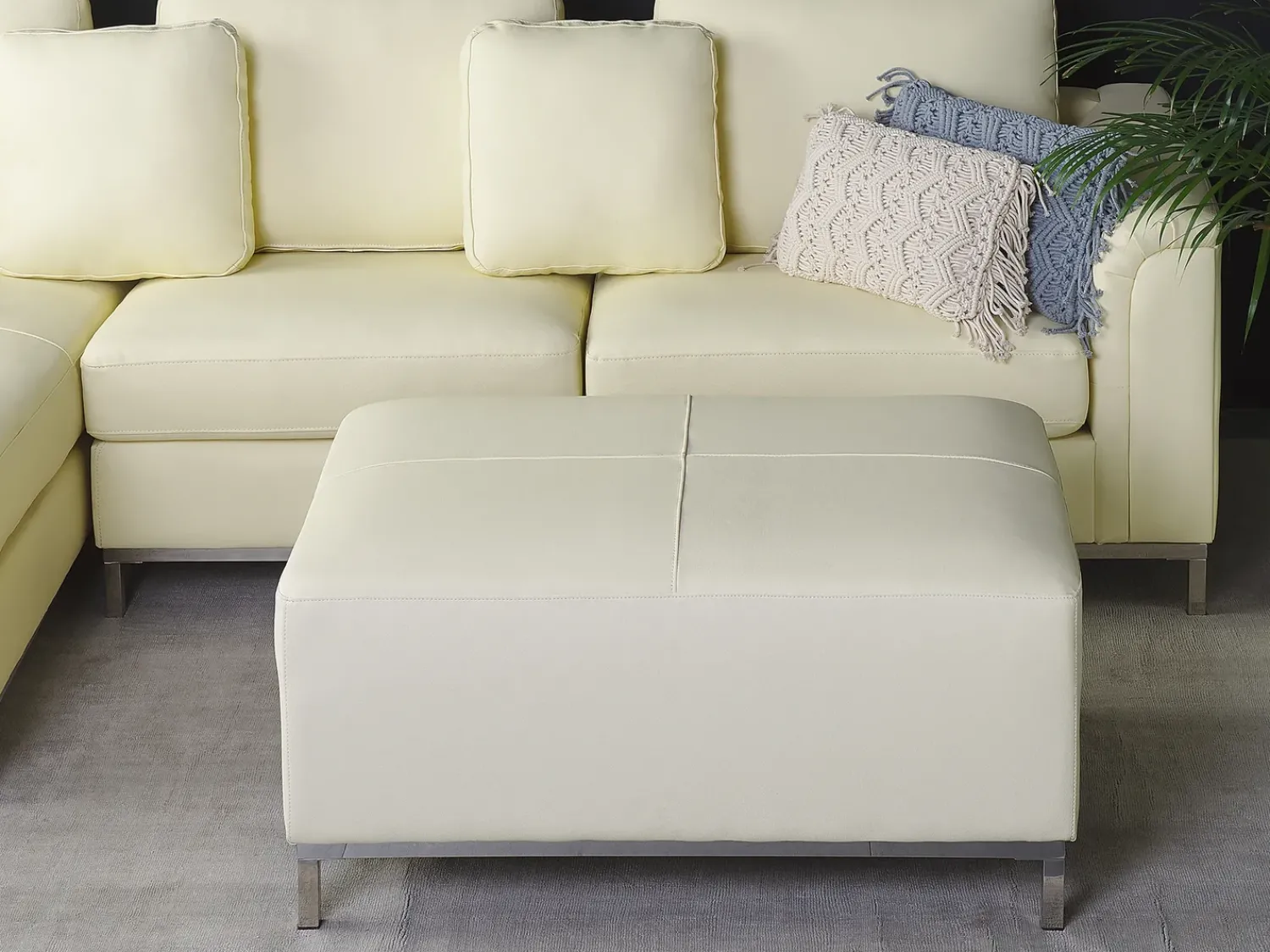 Hot Beliani OSLO Pelle naturale Beige chiaro Beige Argento