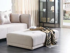 Beliani Ottomana TORPO Tessuto Beige Beige Nero