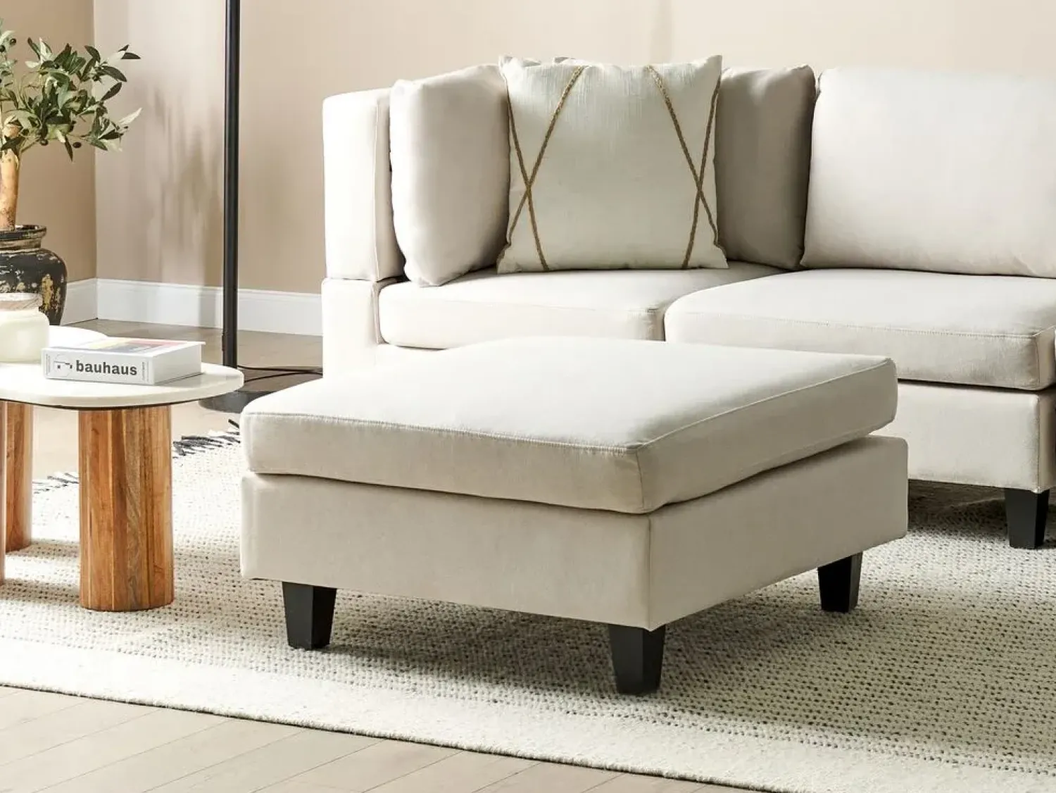 Discount Beliani UNSTAD Tessuto Beige chiaro Beige Nero