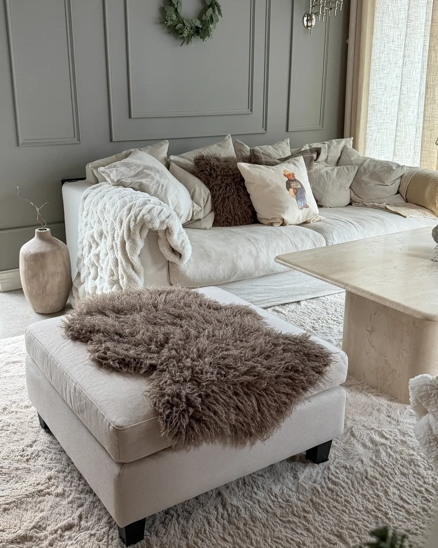 Discount Beliani UNSTAD Tessuto Beige chiaro Beige Nero