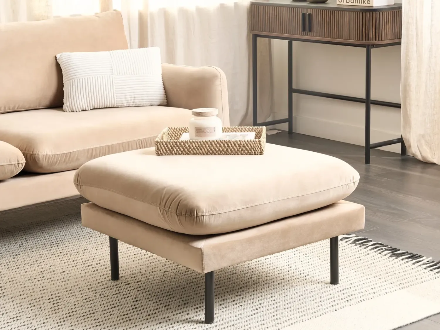 New Beliani VINTERBRO Velluto Beige Beige Nero