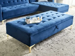 Sale Beliani Ottomano contenitore ABERDEEN Velluto Blu marino Oro Blu