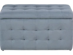 New Beliani Ottomano contenitore MICHIGAN Velluto chiaro Grigio