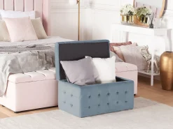New Beliani Ottomano contenitore MICHIGAN Velluto chiaro Grigio