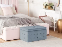New Beliani Ottomano contenitore MICHIGAN Velluto chiaro Grigio