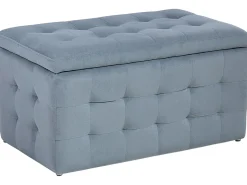 New Beliani Ottomano contenitore MICHIGAN Velluto chiaro Grigio