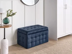 Hot Beliani Ottomano contenitore MICHIGAN Velluto scuro Blu
