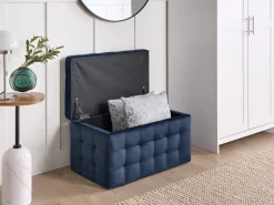Hot Beliani Ottomano contenitore MICHIGAN Velluto scuro Blu