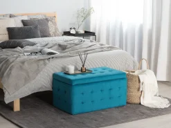 Best Beliani Ottomano contenitore MICHIGAN Velluto oltremare Blu