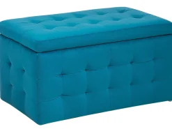 Best Beliani Ottomano contenitore MICHIGAN Velluto oltremare Blu