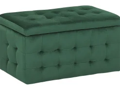 New Beliani Ottomano contenitore MICHIGAN Velluto scuro Verde