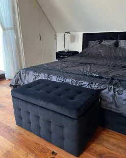 New Beliani Ottomano contenitore MICHIGAN Velluto Nero