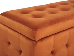 Discount Beliani Ottomano contenitore MICHIGAN Velluto Arancione